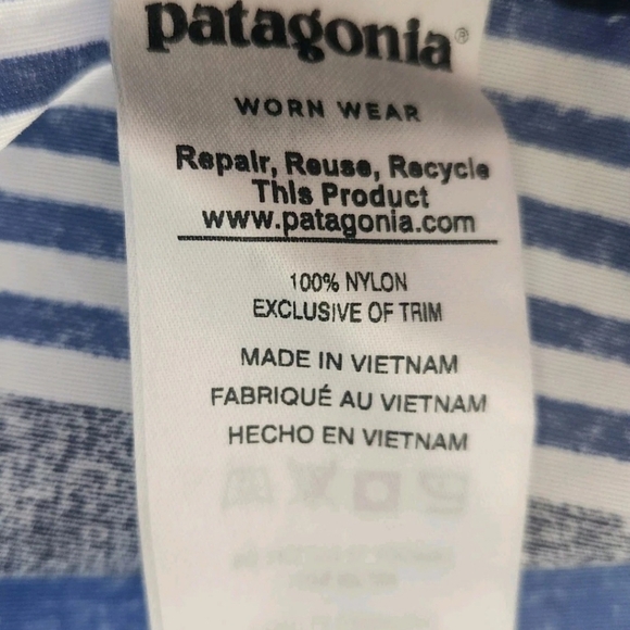 NWT Patagonia Wavefarer 5" Board Shorts Fitz Stripe Blue Beach Womens 10 - Picture 8 of 8